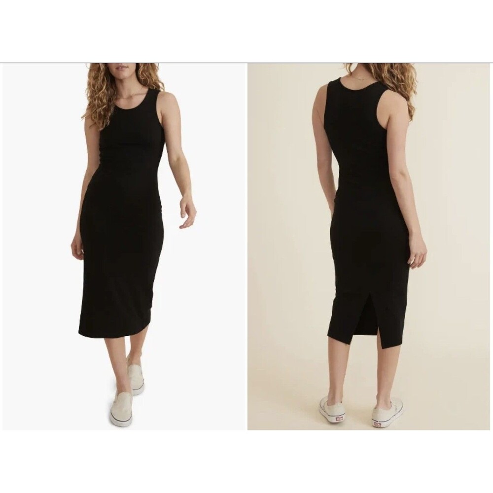 MARINE LAYER Dress Size S Black Ribbed Tank Lexi Daytime Midi Sleeveless Casual